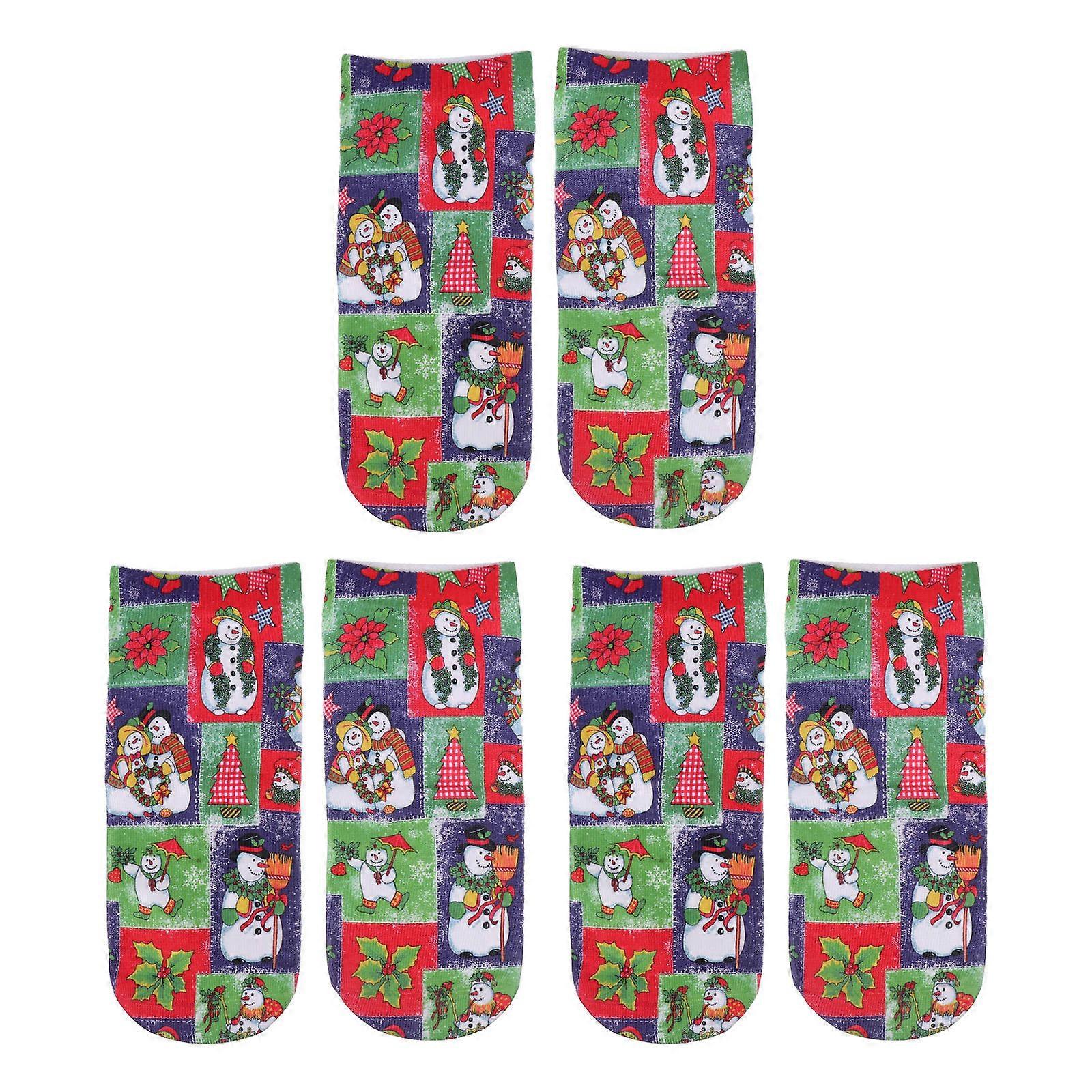 Lovely Pattern Stockings Polyester Christmas Stocking Multi-Color 20x8cm Festive Atmosphere Creation 3 Pairs