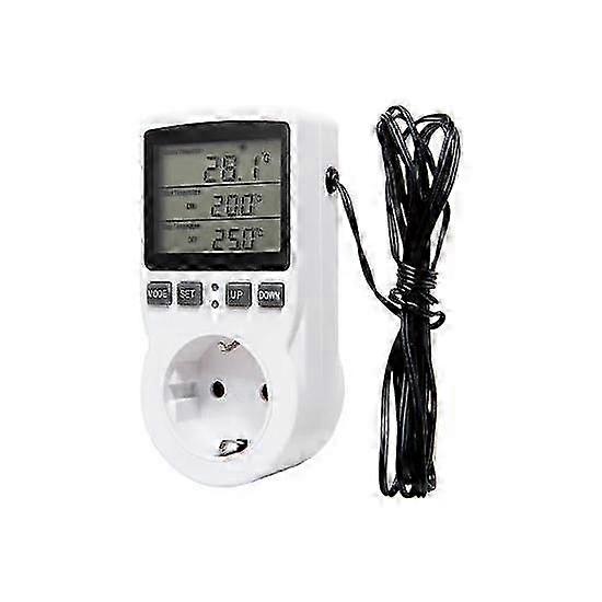 Digital Thermostat Socket EU Plug with Temperature Probe for Heating & Cooling Control