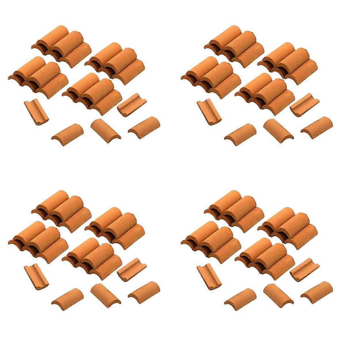 25Pcs Mini Red Roof Tiles Model Building Set Miniature Tiles Figurine Landscaping DIY Fairy Garden A