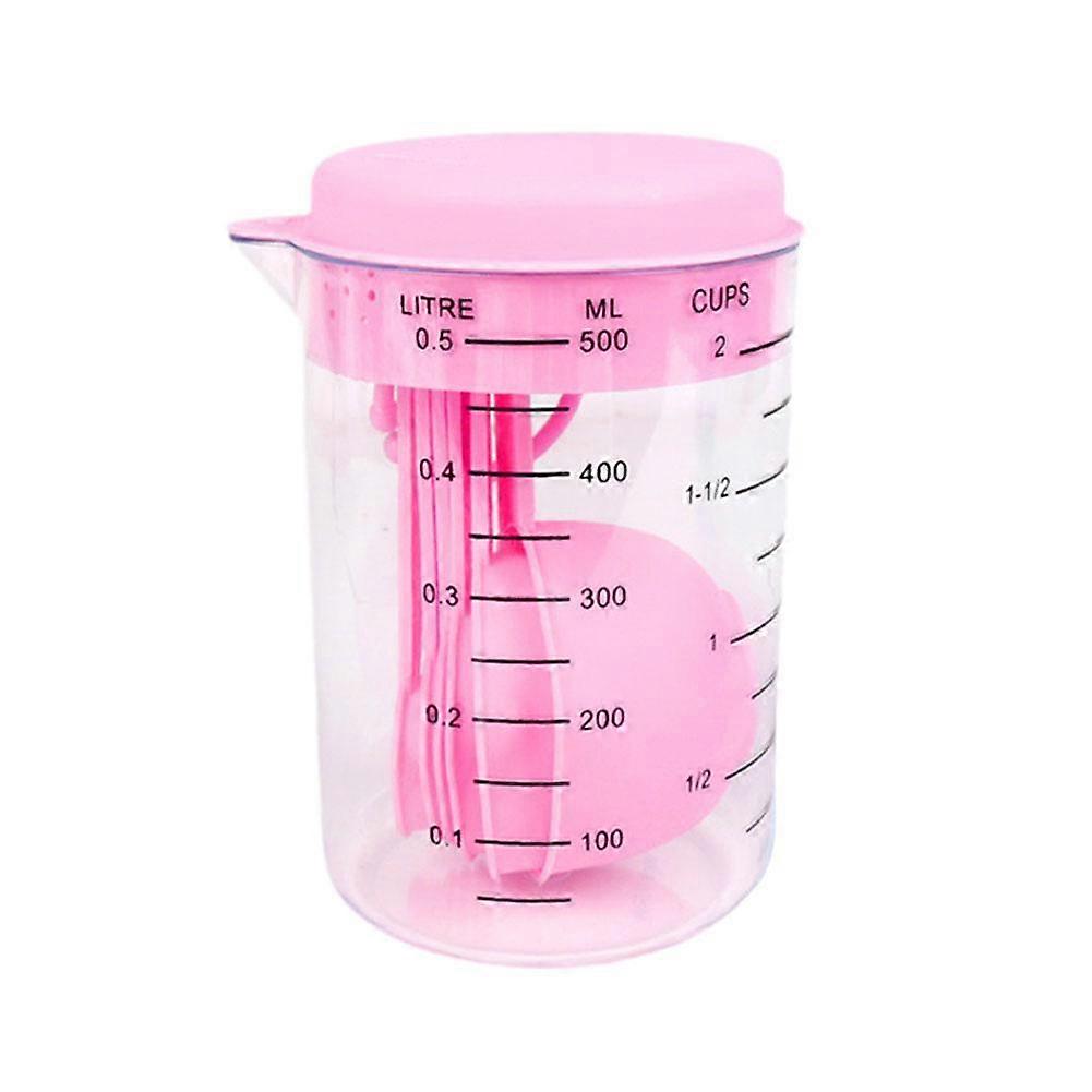 Clear Measuring Cups And Spoons Set 6-Piece Stackable With Hooks Shatterproof High-Strength PVC For Precise Cooking And Baking