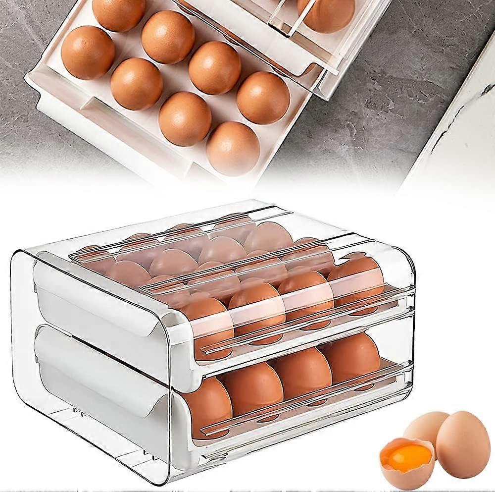 Egg Box 32 Grids, Storage Egg Box Egg Holder Fridge Holder Egg Storage (White) (AAA)