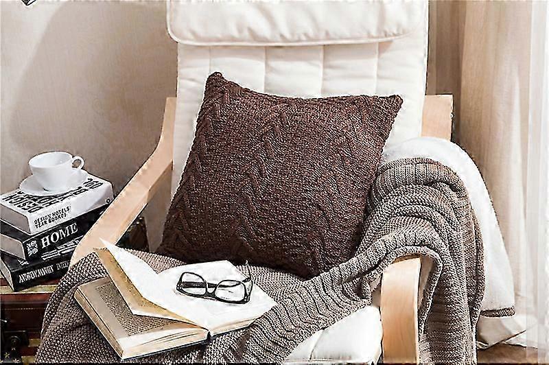 2025 Latest Model Decorative Cotton Knitted Pillow Case Double-cable Warm Throw