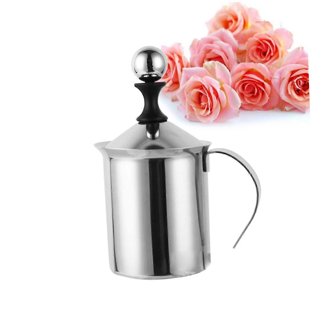 Milk Frother With Double Mesh Aerator, Hand Pump, For Cappuccino, Latte, And Vegetable Milk, Dishwasher Safe