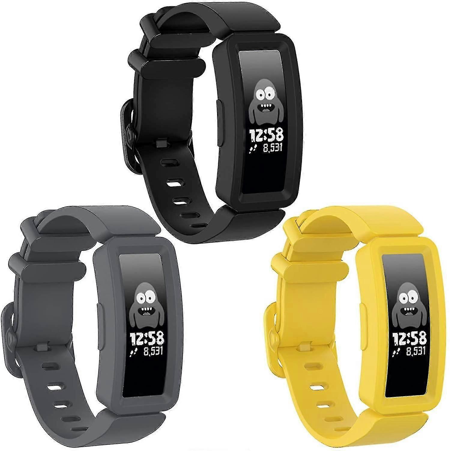 3pcs Bands Compatible With Fitbit Ace 2 For Kid-Soft Colorful Silicone