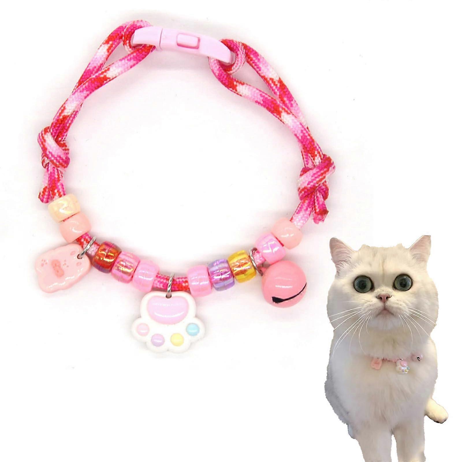 Reflective Cat Collar With Bell, Quick-Release Buckle, Adjustable, Universal Fit, Pink