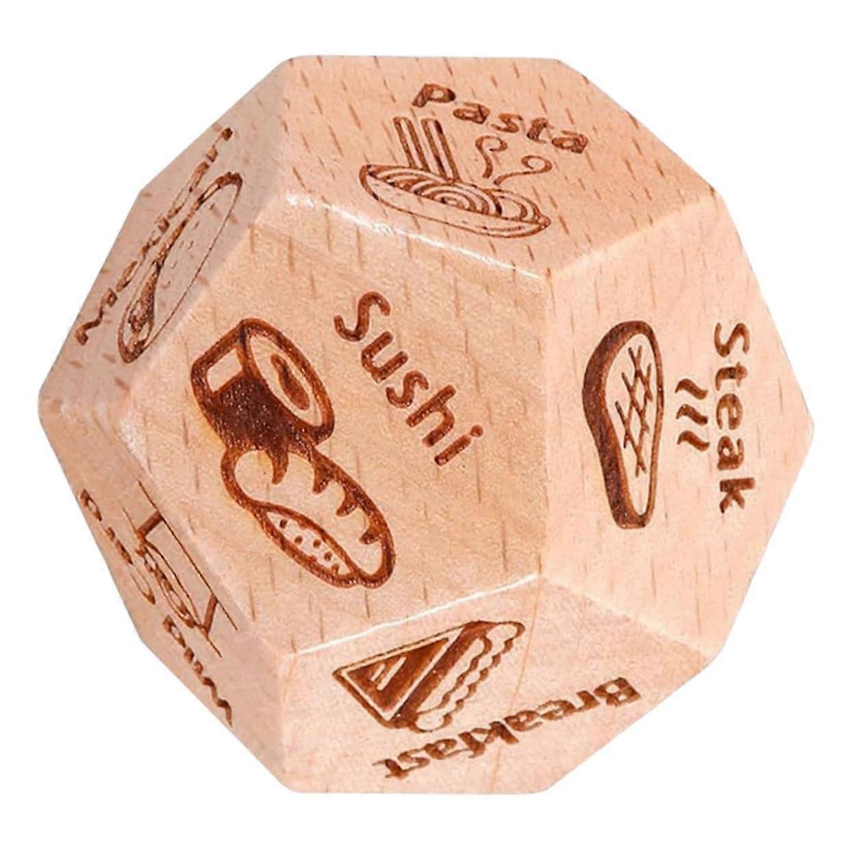 Gourmet Sieve Dinner Decision Cube, Decision Cube for Dinner, Food Decision Cube, Support Party Game Dice, Wooden Khaki