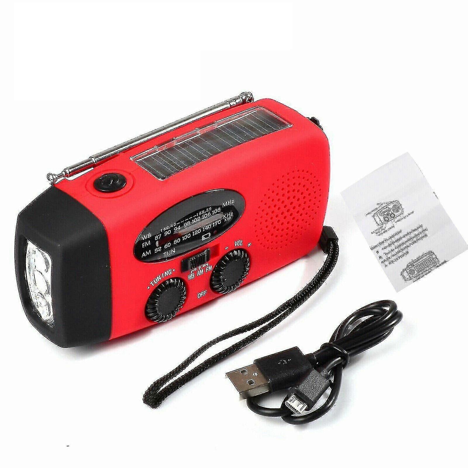 Solar Hand Crank Am/fm Dynamo Weather Radio Led Flashlight Charger
