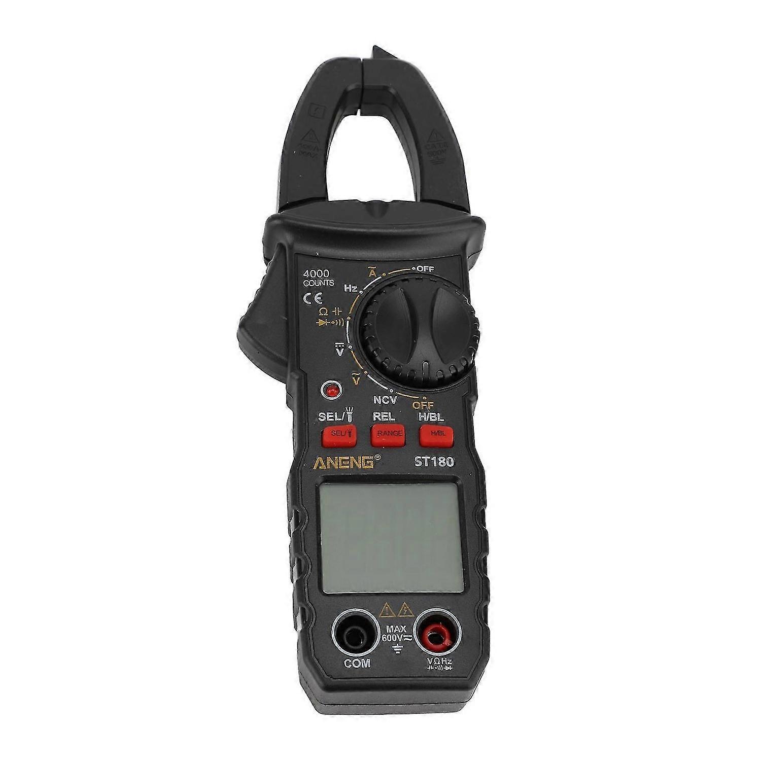 Digital Clamp Multimeter 4000 Counts Auto Ranging NCV Induction Clamp Current Voltage Meter with Flashlight Black