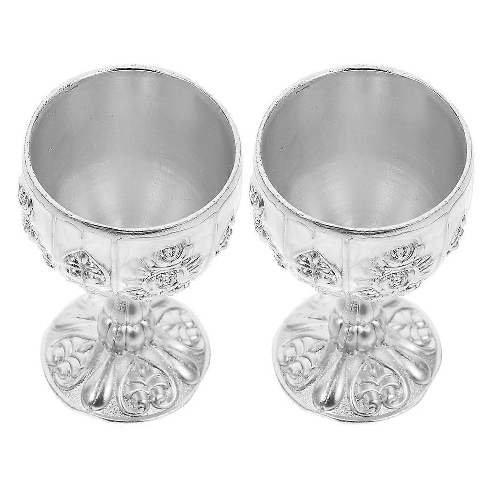 Vintage European Style Wine Goblets Retro Silver Pumpkin Design Portable Drinking Cups for Parties Home Bar Decor Banquets 2pcs