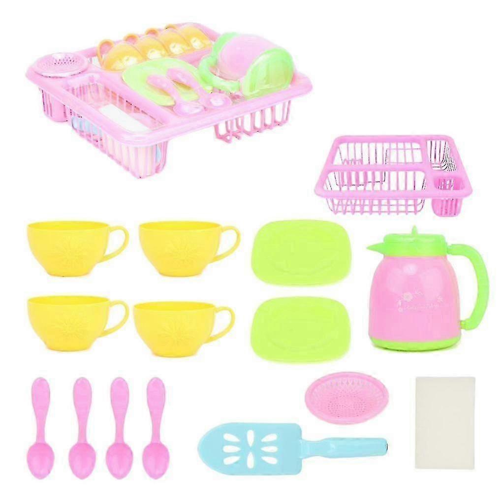 Durable Kitchen Tableware Dishes Play Set with Drain 21pcs hwy