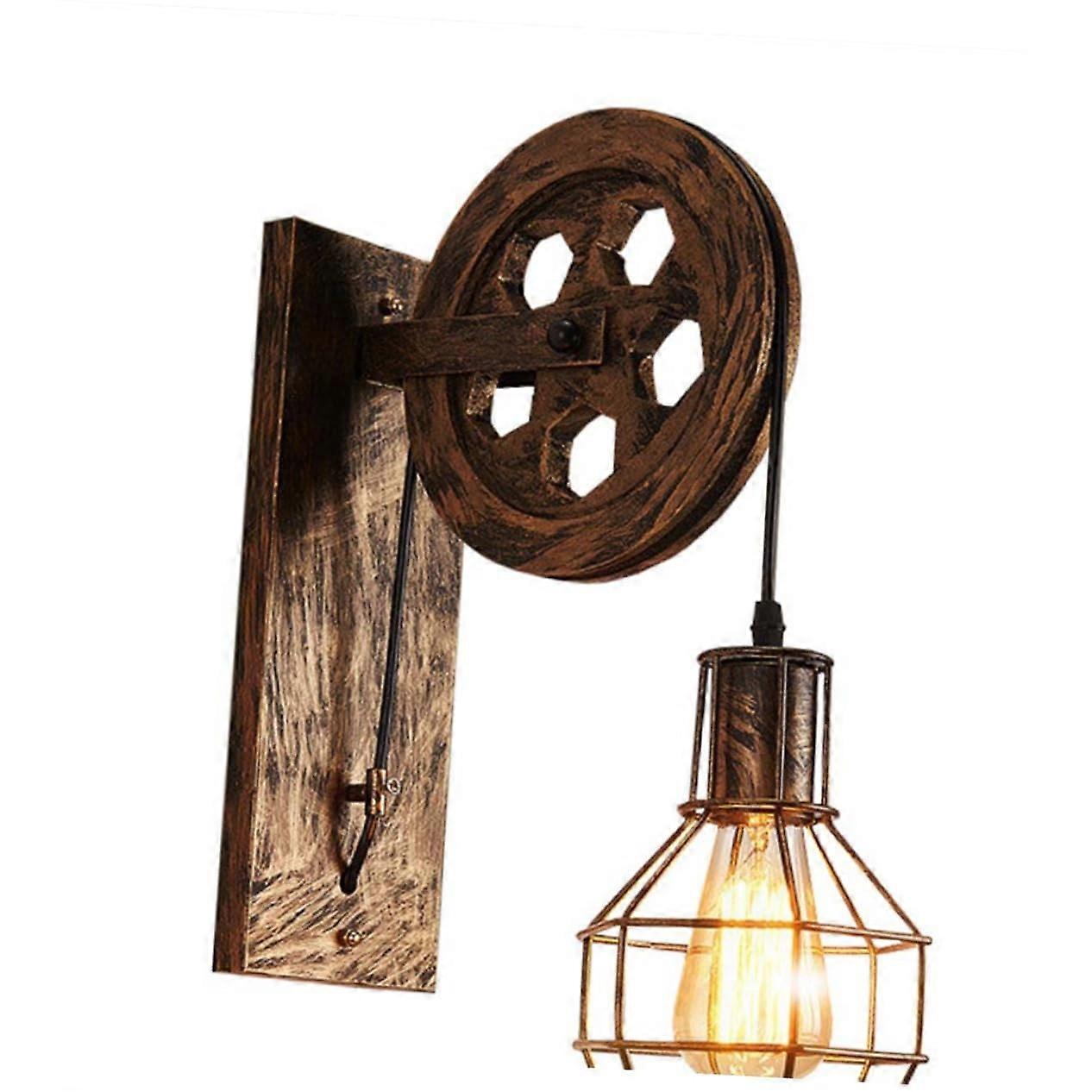 Vintage Wall Lamp Hanging Lamp with Pulley Design Rust Colour for Bedroom and Living Room without Retro Decorative Lighting
