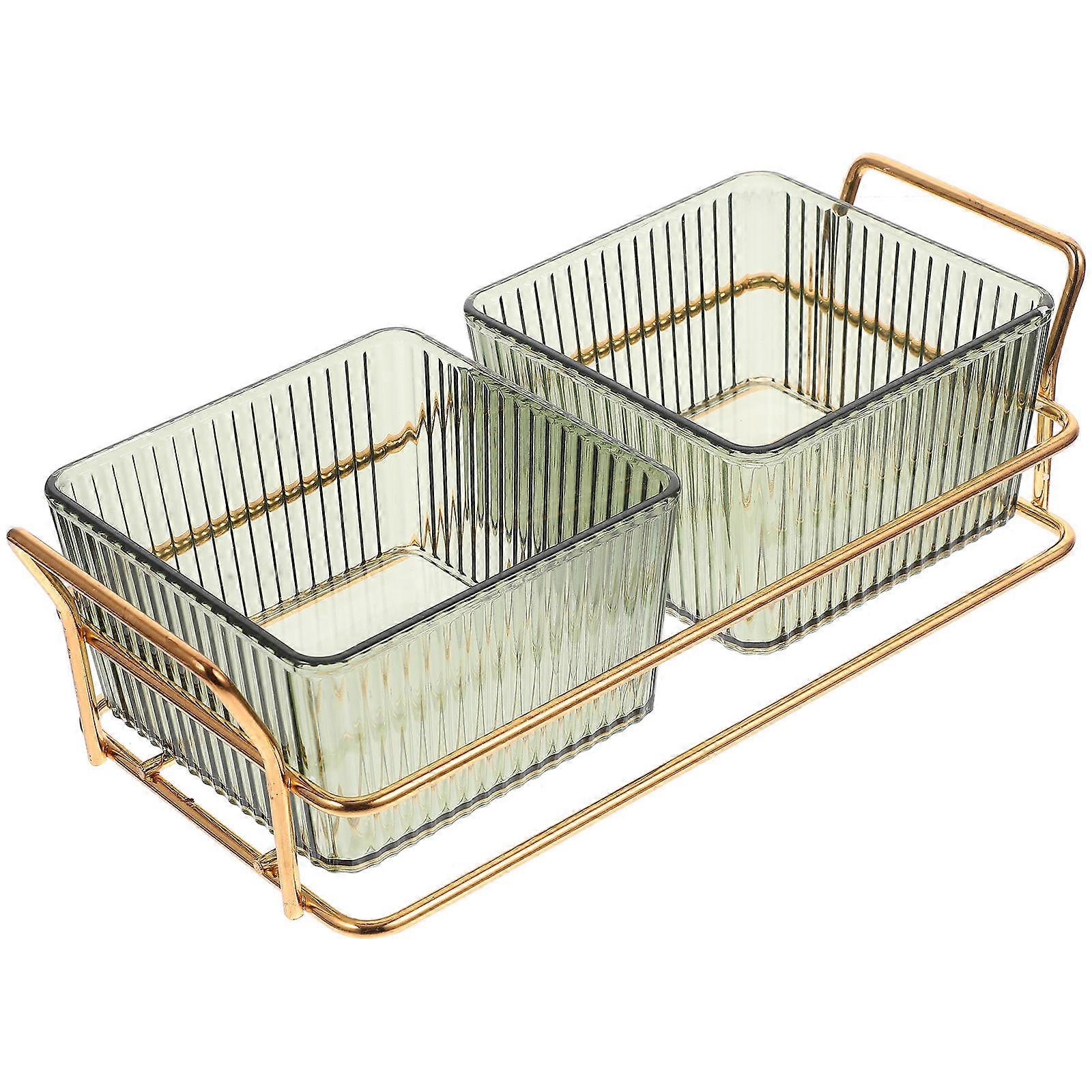 Divided Portion Plates Divided Fruit Plate Multi-Grid Storage Plates Kitchen Dish Home Snack Plates 21.50X9.50X5.50CM Iron Dried Fruit Holding 1 Set