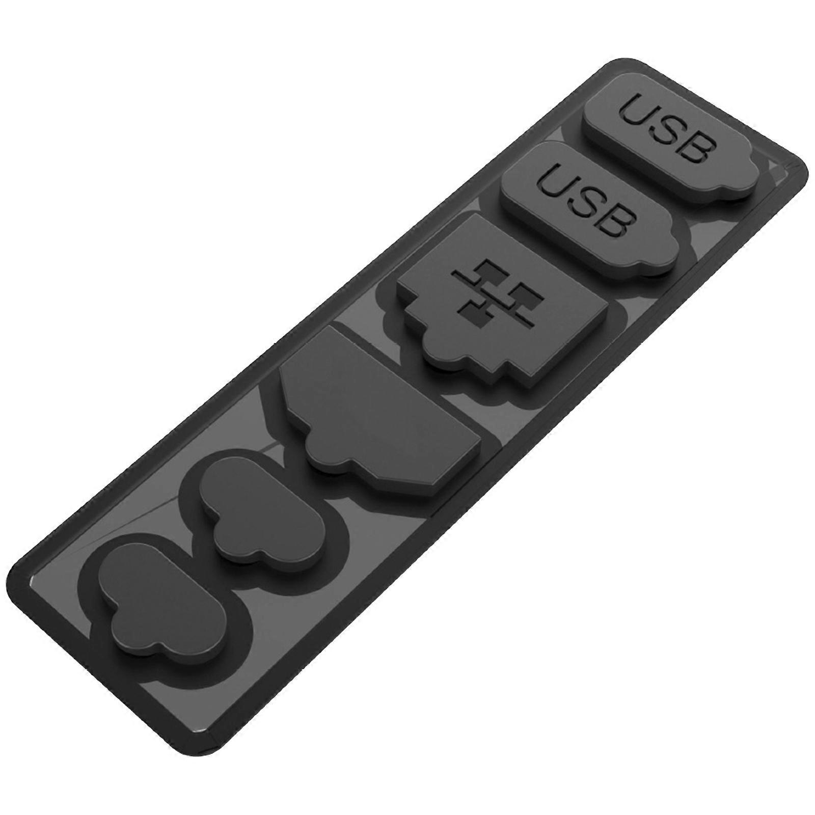 6 in 1 Dust Plug Game Console Host Silicone Dust Protector for NS2 LAN Type C USB Port Dustproof Plug Black