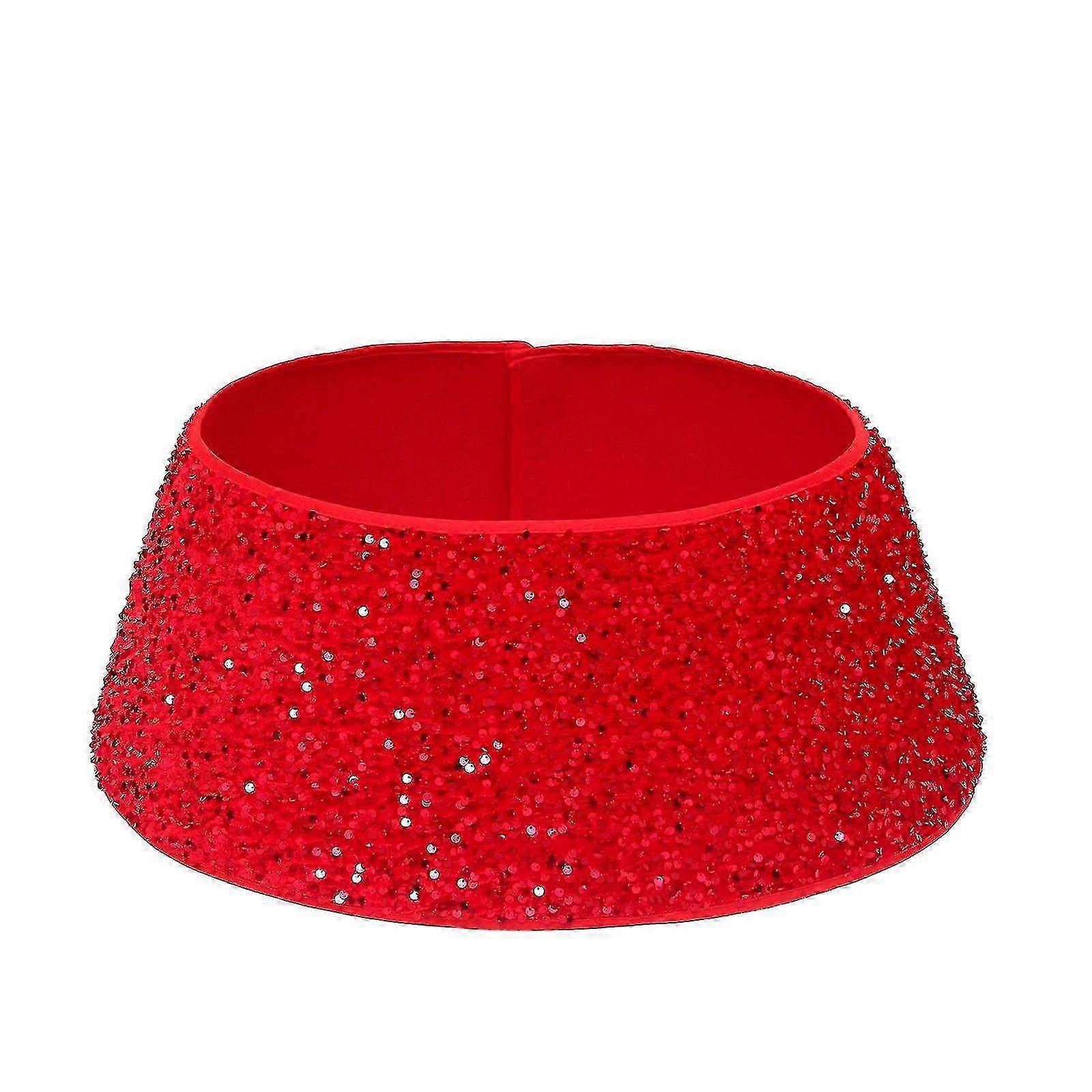 23.6 Inch Christmas Tree Collar Sequin Skirt Glitter Xmas Ring Double-layer Velvet Base Cover