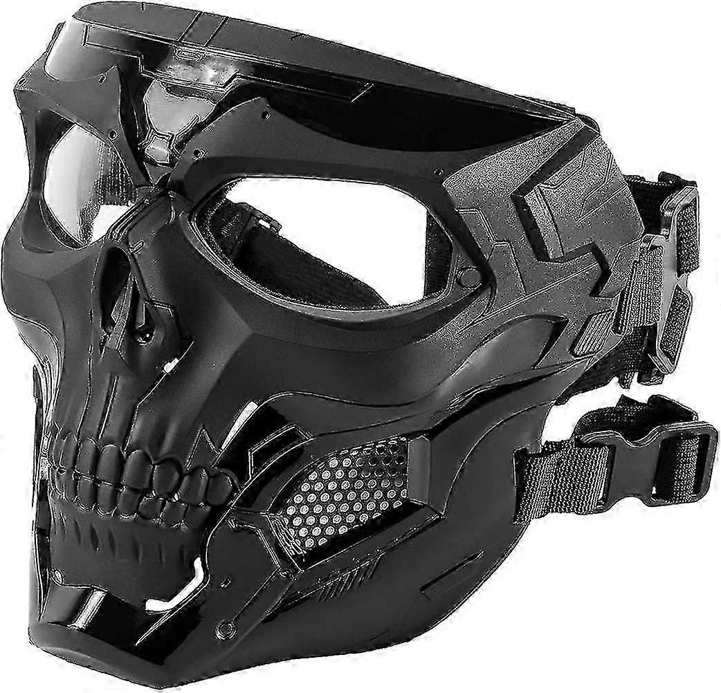 Sort Orca Skull Full-face maske til Airsoft hjelm (sort)-