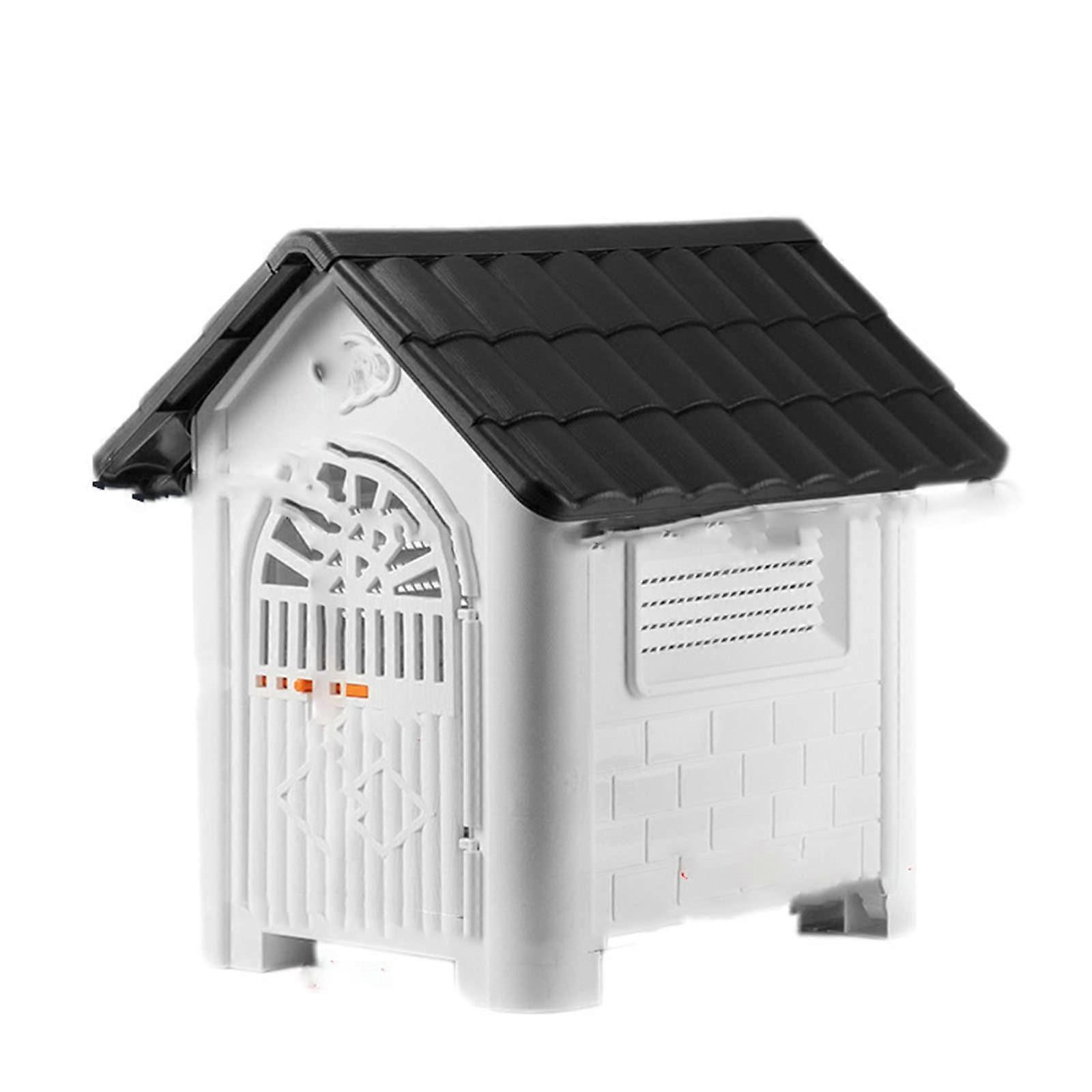 プラスチック製の屋内および屋外用の犬用犬小屋、雨よけ、取り外し可能な小型および中型の犬用ケージ、屋内および屋外での使用に適しています(黒)」