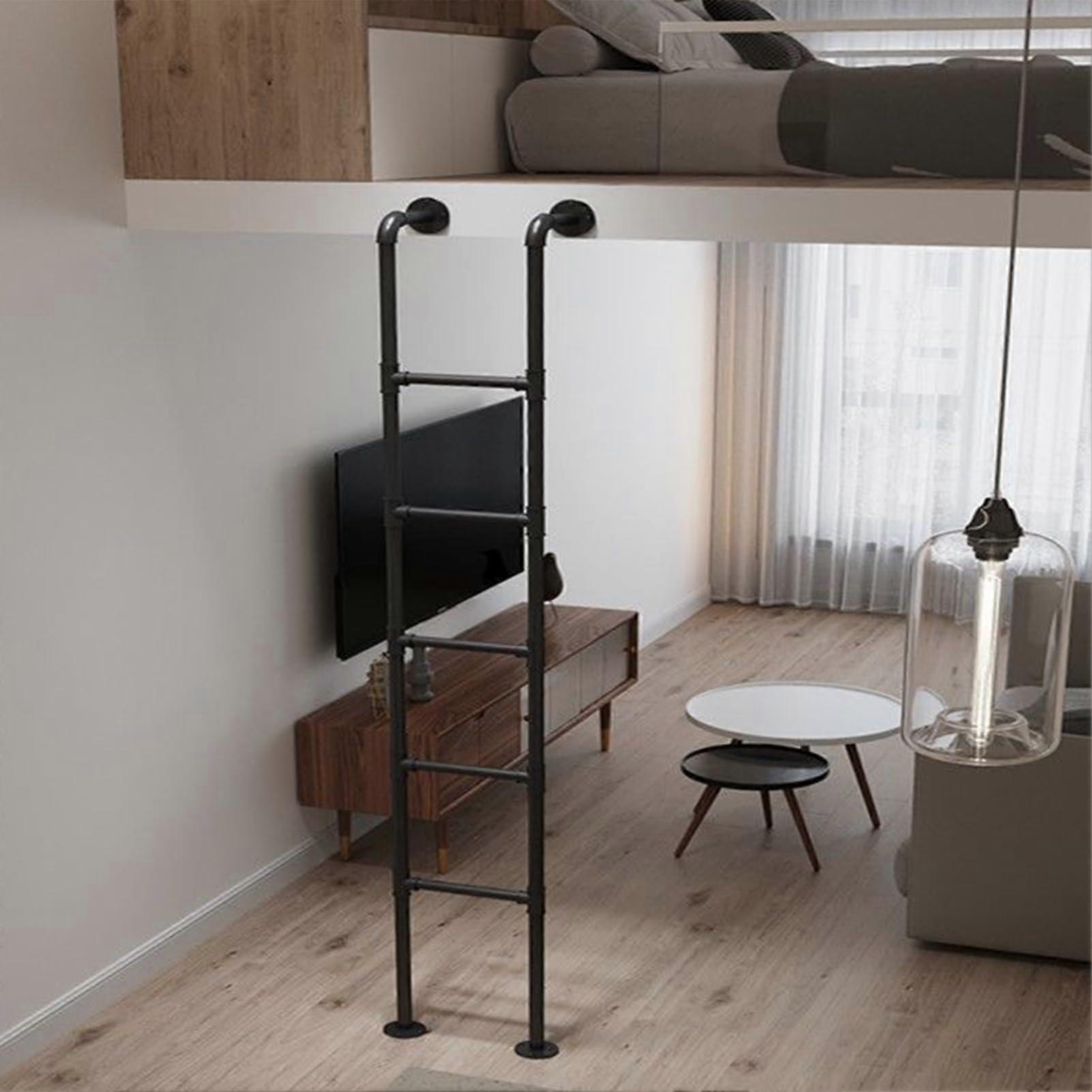 Universal Emergency Ladder for Window Wells, Sturdy Metal Ladder, Attic and Bunk Bed, Climbing Solution, 150 kg Load Capacity, 1.2 m, Black