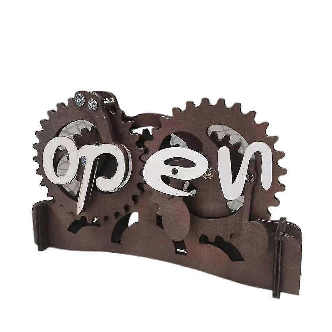 Convertible Open Closed Sign with Wooden Gear Mechanism