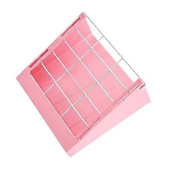 Grass Frame Feeder for Rabbits and Hamsters, Pink Plastic Bunny Grass Stand, Automatic Pet Feeding Bowl