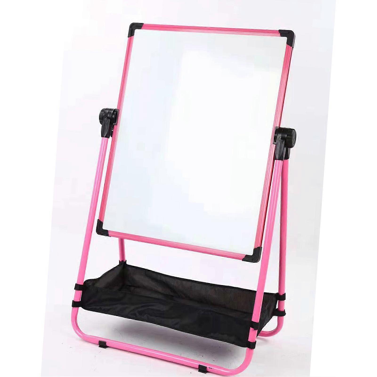 Kids Art Easel Double Sided Magnetic Standing Type Liftable Foldable 360 Degree Rotation Drawing Whiteboard Pink