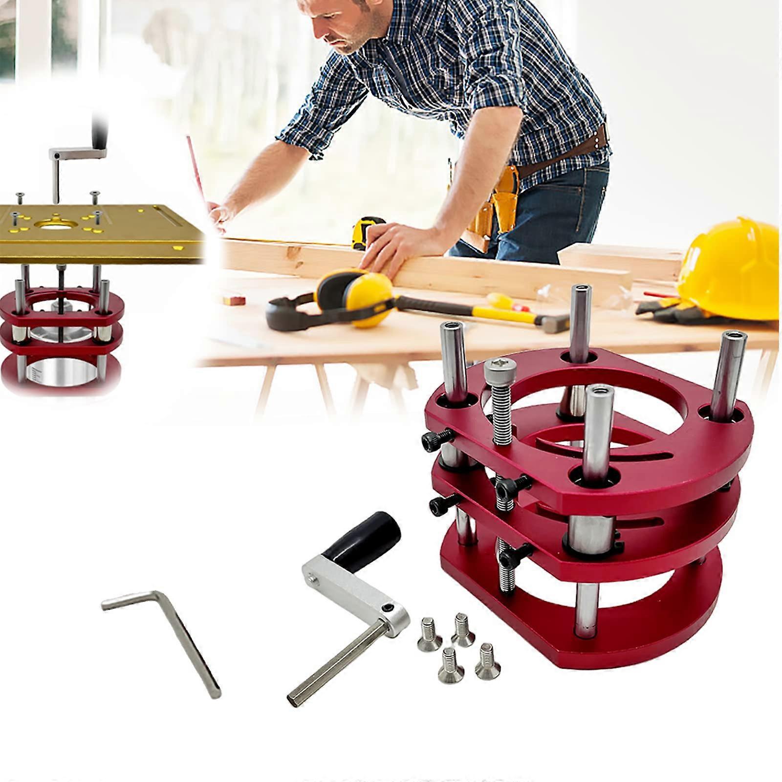 Set with aluminum alloy router table inserts, combo set with wood router tools, attachment for sanding, shaping, and trimming edges.
