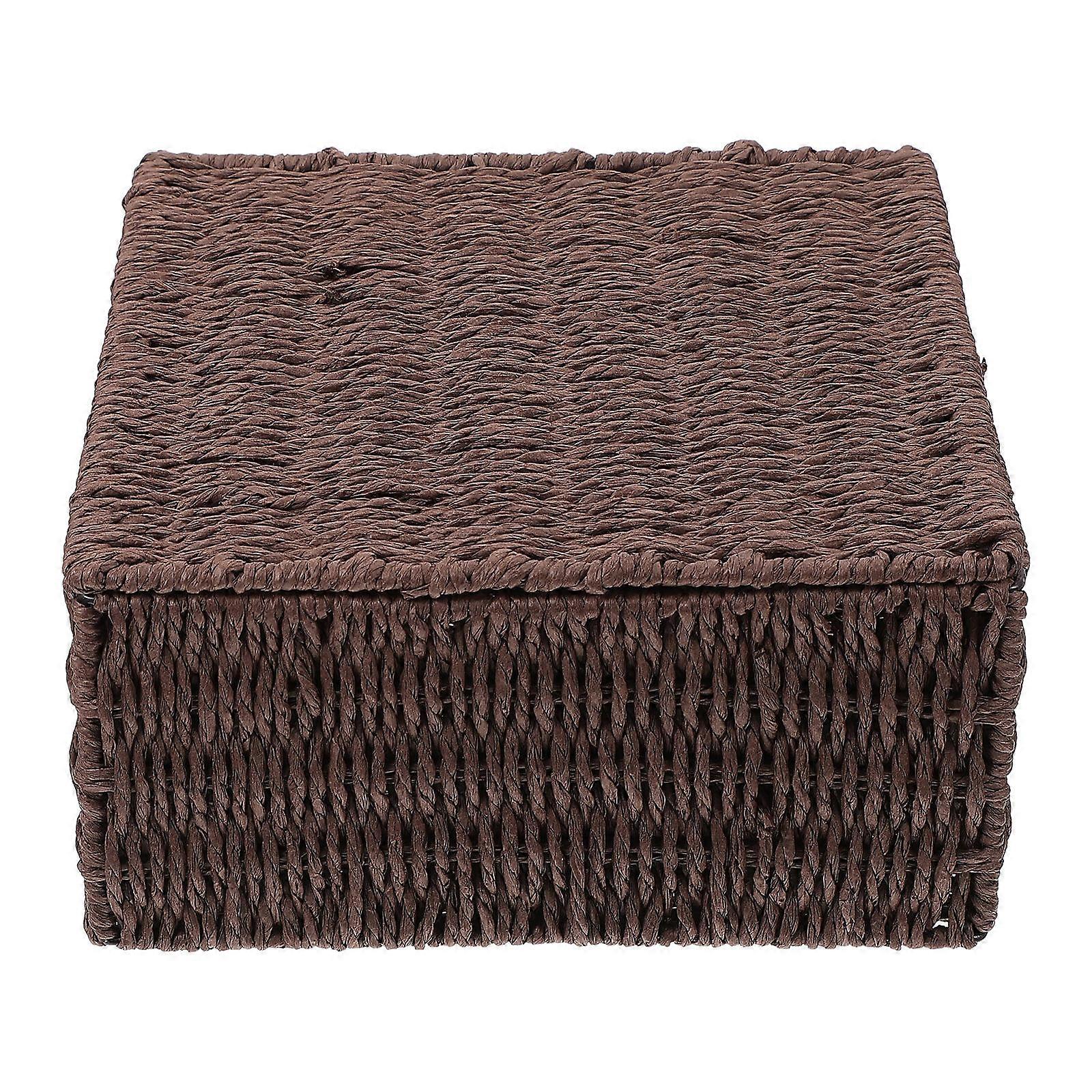 Lidded Storage Basket Clamshell Home Decor Coffee 23X23X12CM Dustproof Storage 1Set