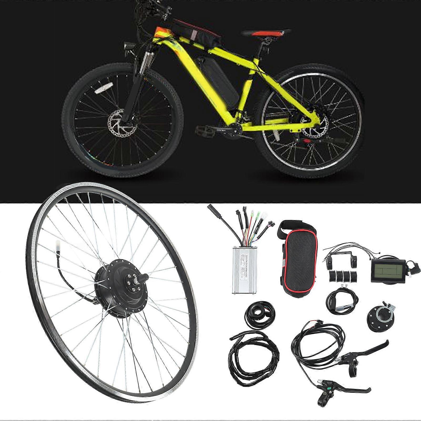 Elektrofahrrad Hinterrad Umbausatz 500W 48V Nabenmotor Hinterrad Schwungrad Brushless Getriebemotor LCD3 Display 26Zoll 