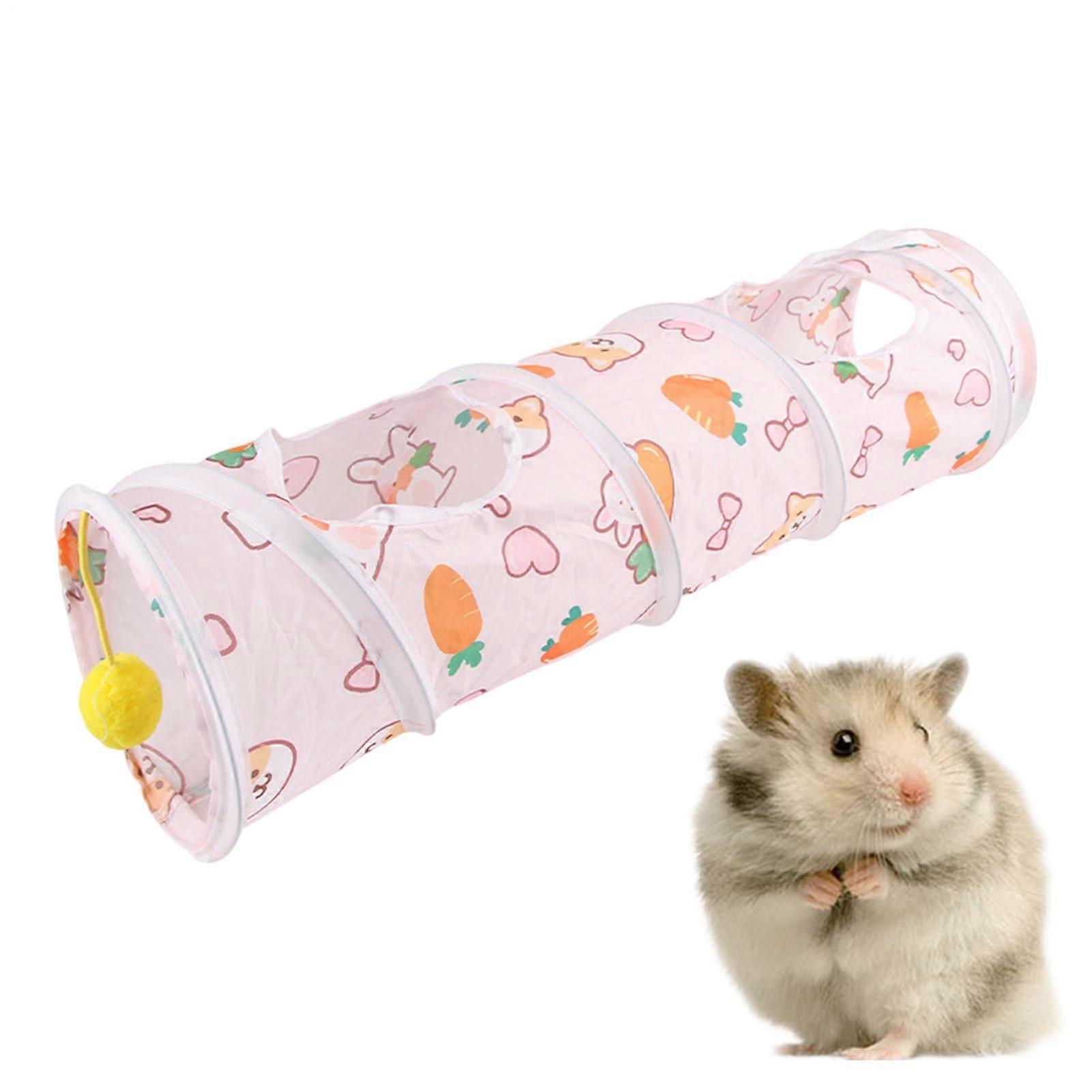 Rabbit Tunnel - 3-Way Interactive Play Tunnel for Rabbits, Ferrets, Hamsters, Chinchillas, Hedgehogs - Foldable Design with Play Ball