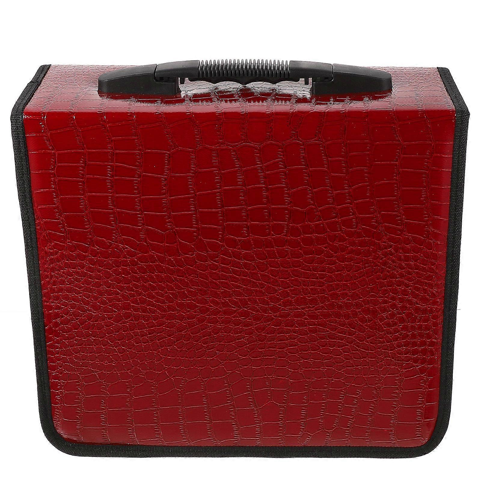 200 Pieces CD Storage Bag Large Capacity PU Fashion CD Pouch Supplies Red
