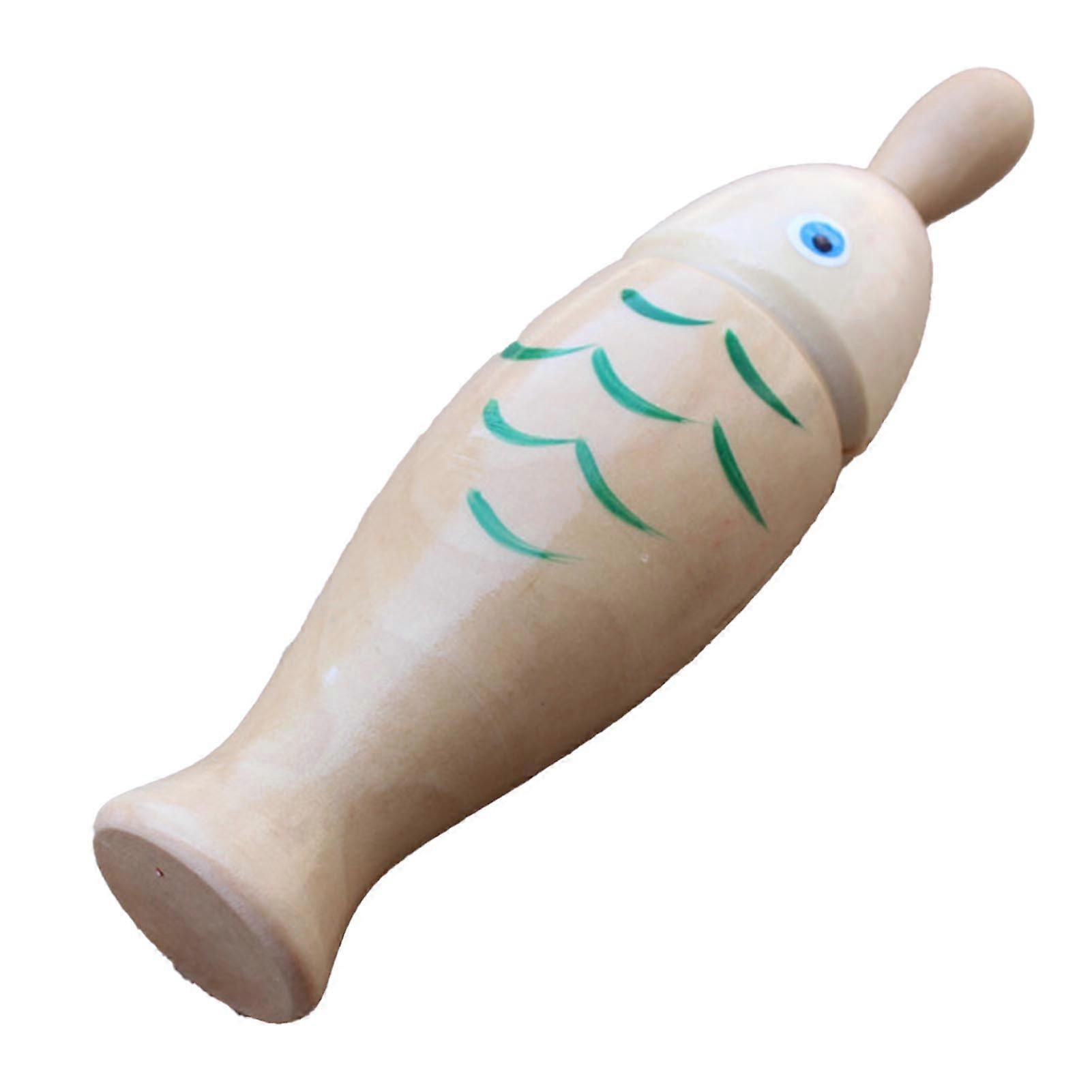 Fish Shaped Guiro Instrument Wooden Frog Rasp Musical Percussion Toy for Kindergarten Home Wood Color