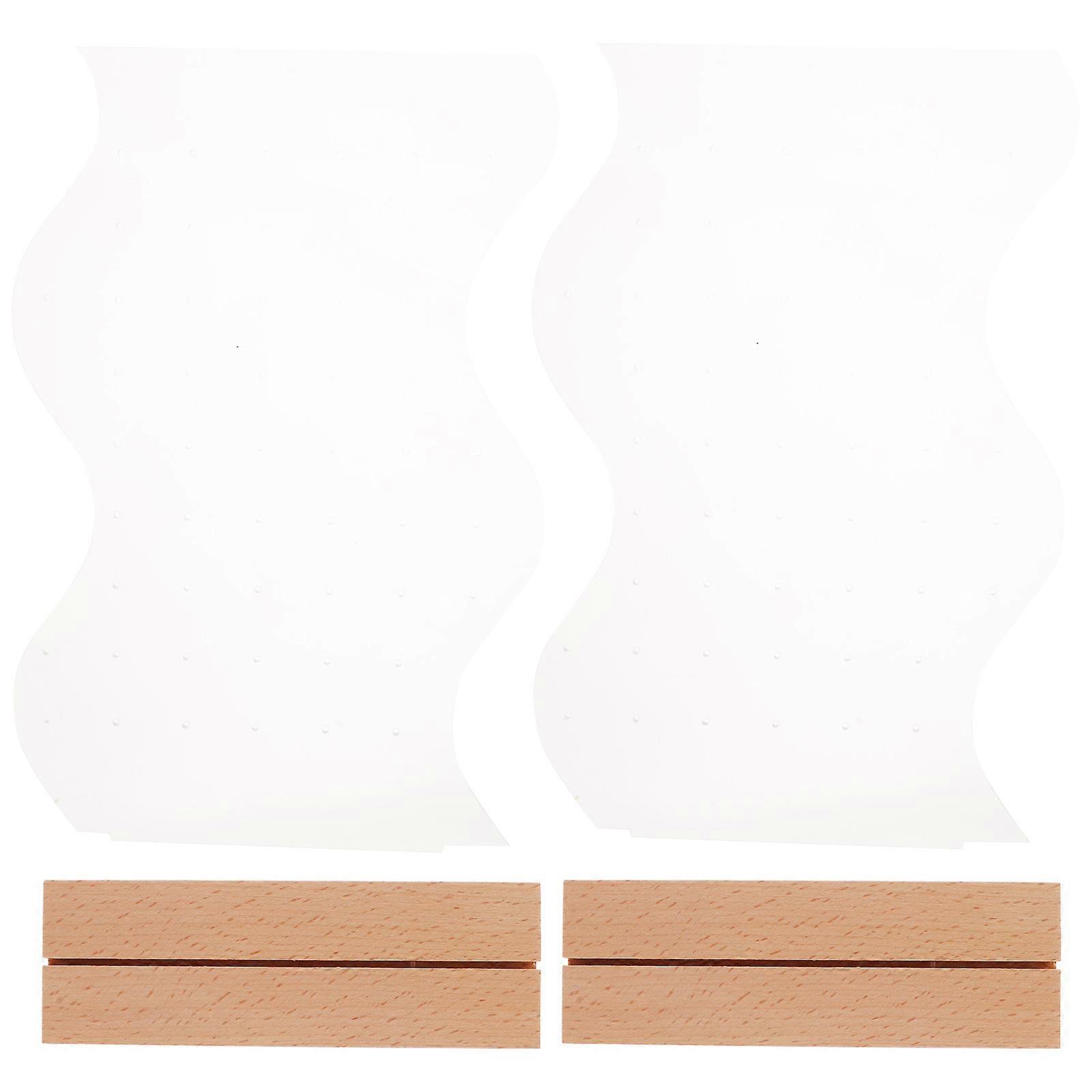 Jewelry Organizer Earring Display Stand 2 Sets Wooden Base Home Use Simple Design Transparent