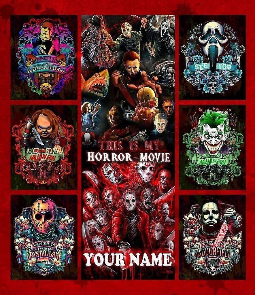 Modern Halloween Character Print Flannel Blanket 70x100cm (28x39in) Cozy Throw for Napping and Air Conditioning