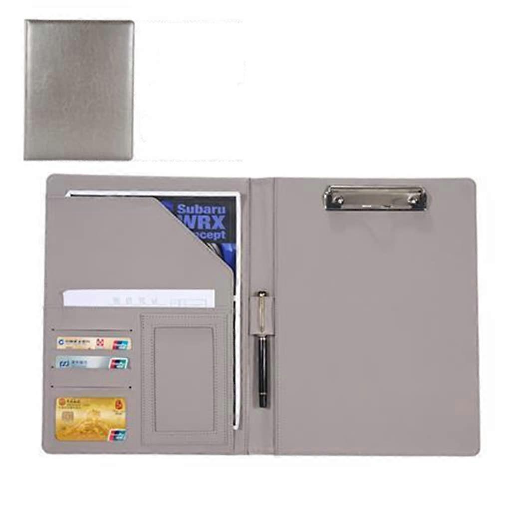 Ledermappe A4 Padfolio Resume Portfolio Organizer For Interviews Passport Tickets Card Holder Light Gray