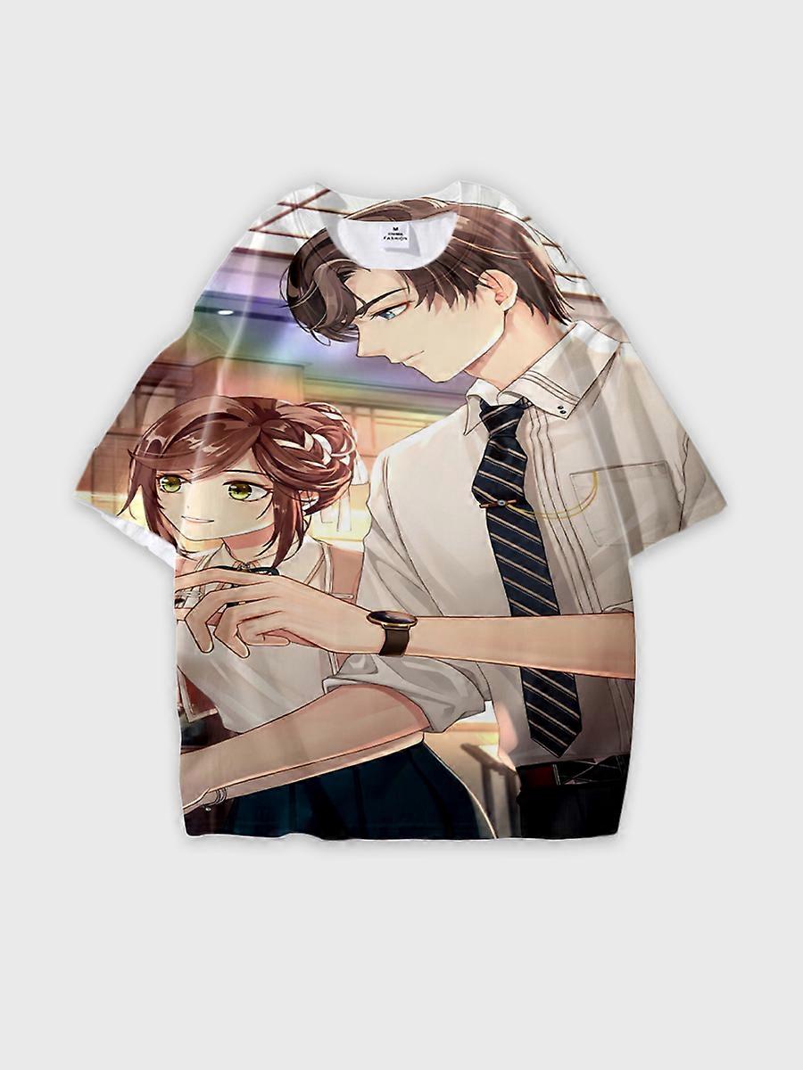 T-shirt round neck Role Pattern loose short sleeve E1160