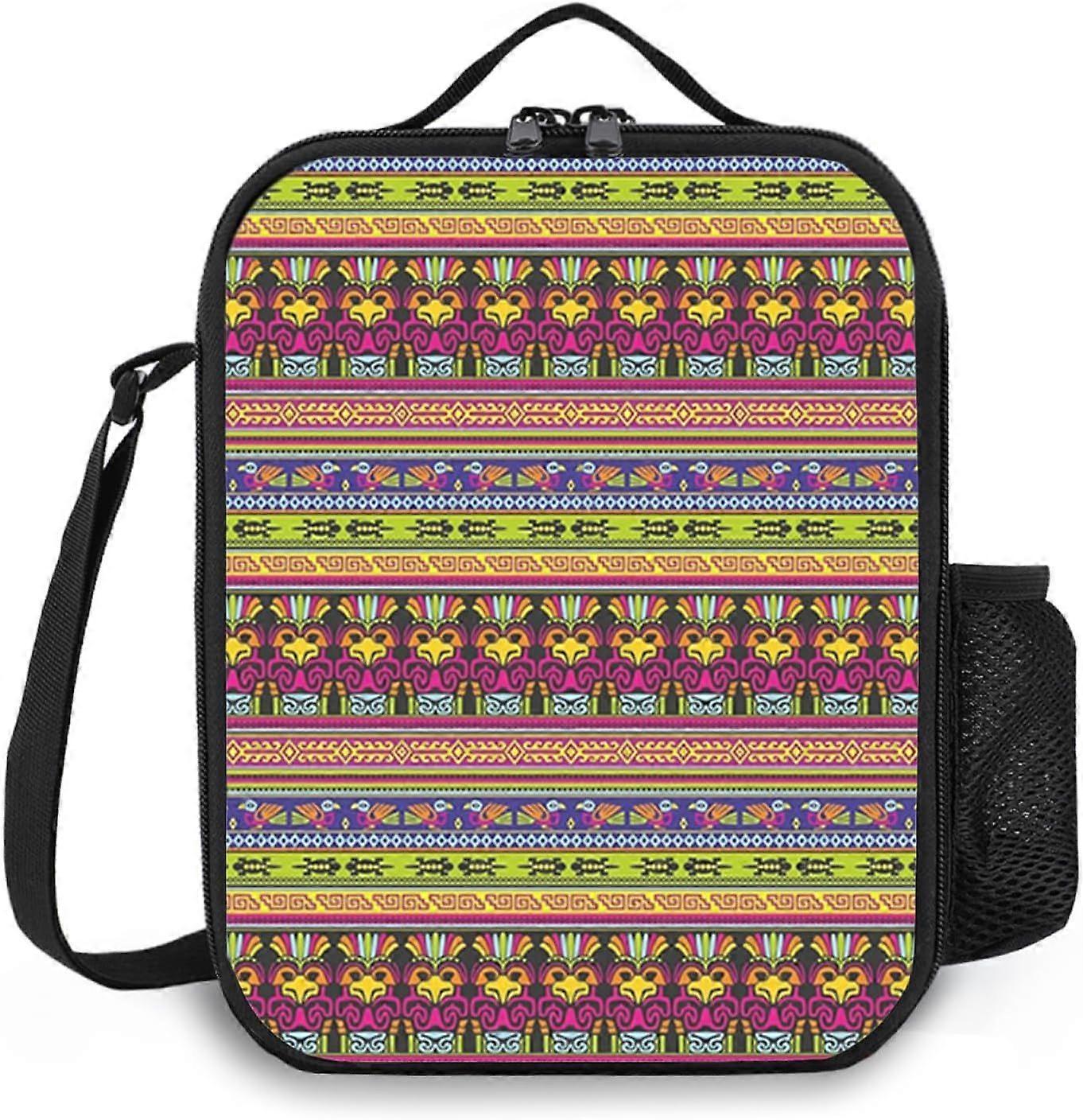 ランチバッグ断熱ランチボックス、レタリング国動物アート、耐久性のある断熱ランチバッグ再利用可能なトートバッグランチボックス、大人の男性女性、マルチ