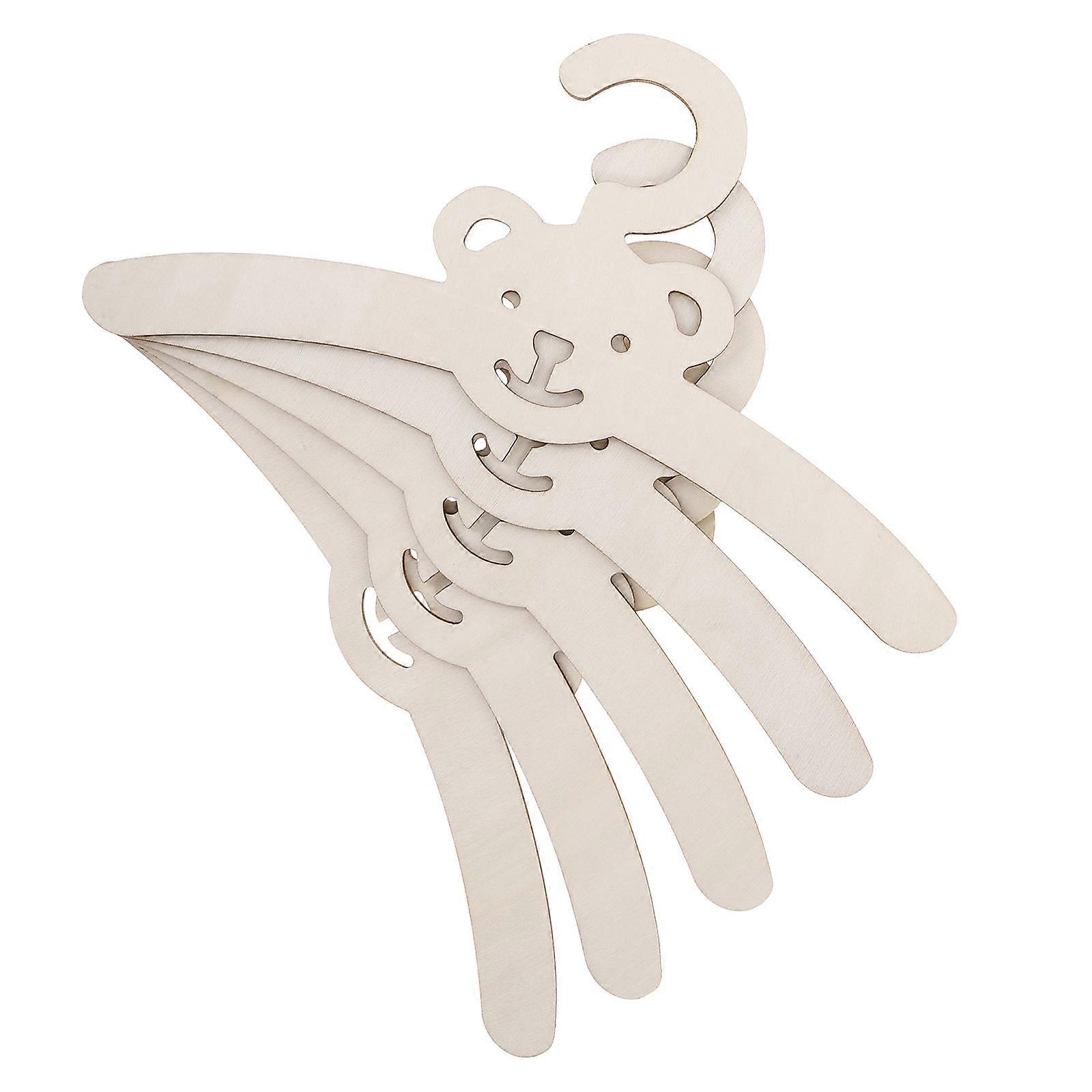 5pcs Adorable Cartoon Wooden Hangers for Clothes – Rounded Edges, Easy to Clean, Safe Design for Closet Storage