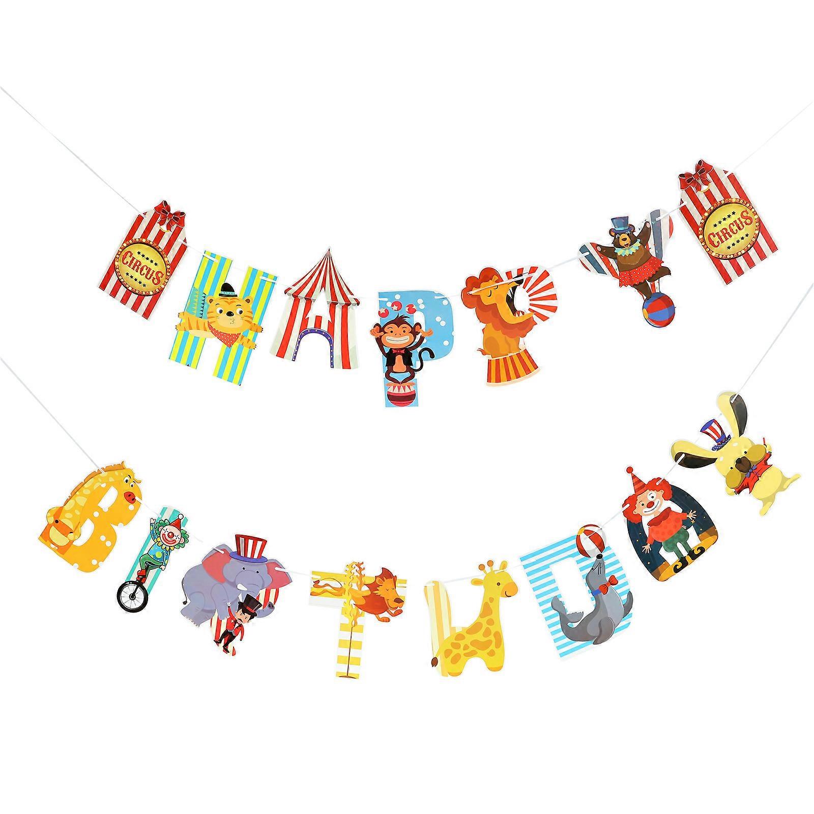 Circus Themed Birthday Party Banner Hanging Decor For Birthday Parties Assorted Color Rectangular Photo Backdrop 2 Sets