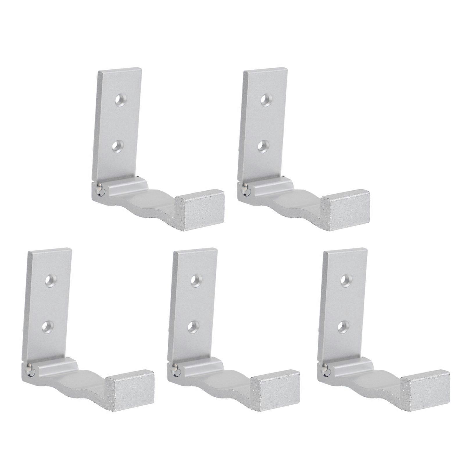 Foldable Wall Hooks for Storage Heavy Duty Aluminum Silver 5 Pieces Nice Design Saves Space