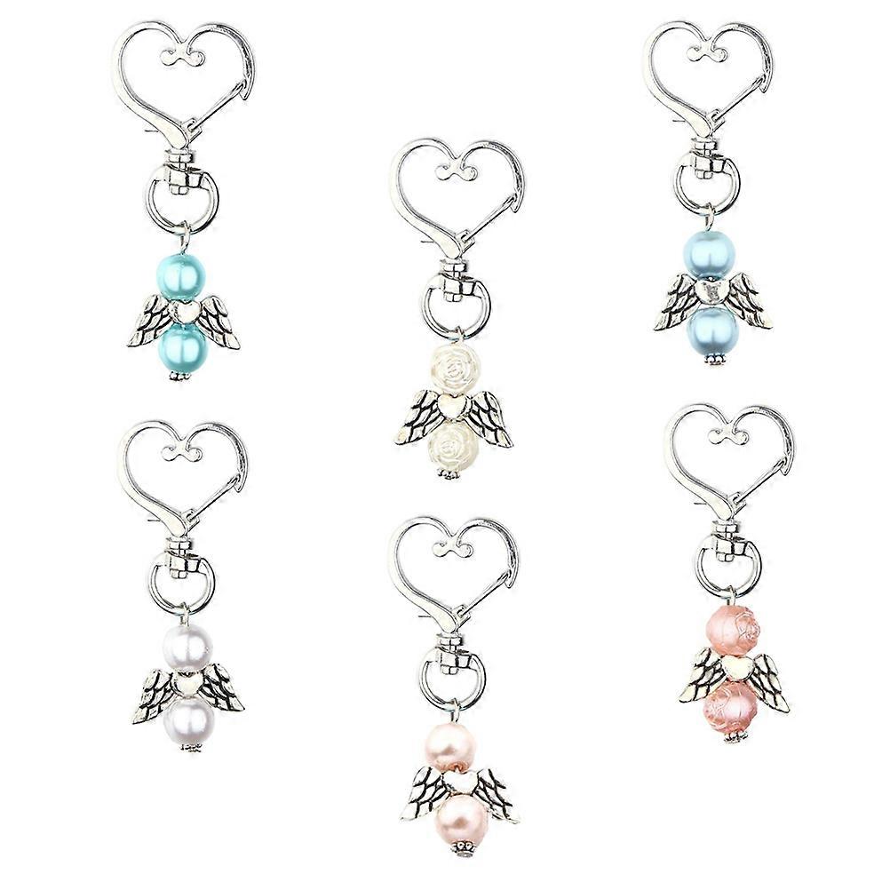 6pcs Angel Wing Alloy Keyring Stylish & Creative Keychains for Family, Baptism, Special Occasions Lightweight & Compact Design