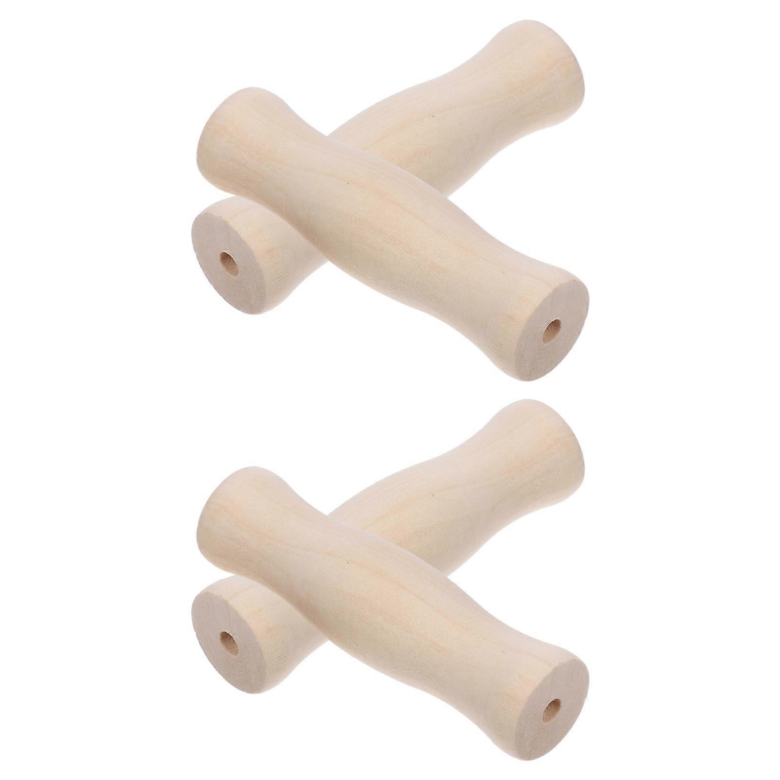 Ergonomic Grip Wooden Handle Replacement 4Pcs For Grill Tools Suitable For Kitchen Use And Outdoor Grilling