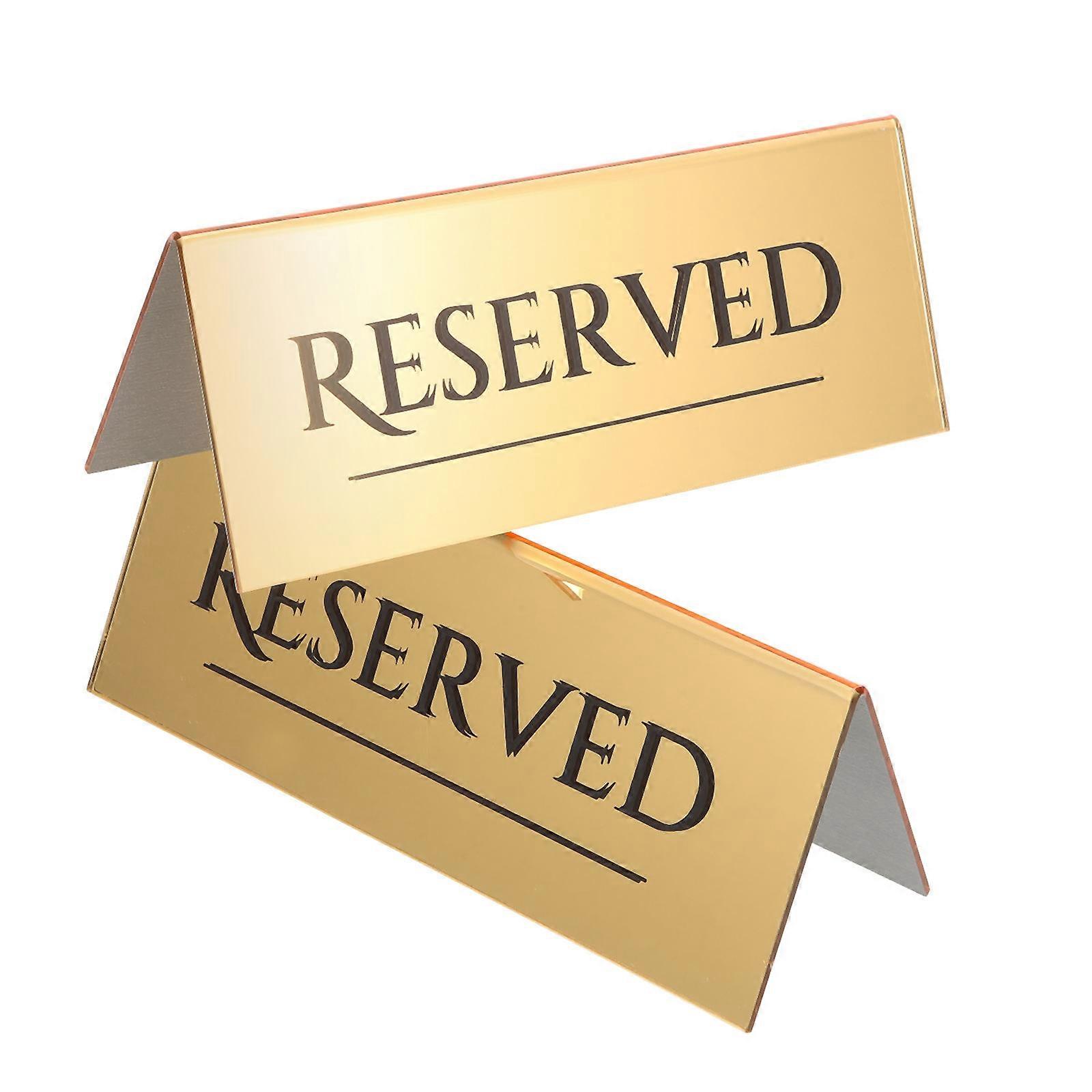 Golden Acrylic Reserved Table Signs for Restaurant Decoration Durable and Elegant Design 2Pcs