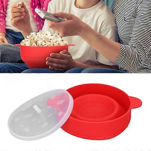 Large Microwave Popcorn Maker with Lid Handles BPA-Free Collapsible -40℃ to +230℃ Silicone (Red)