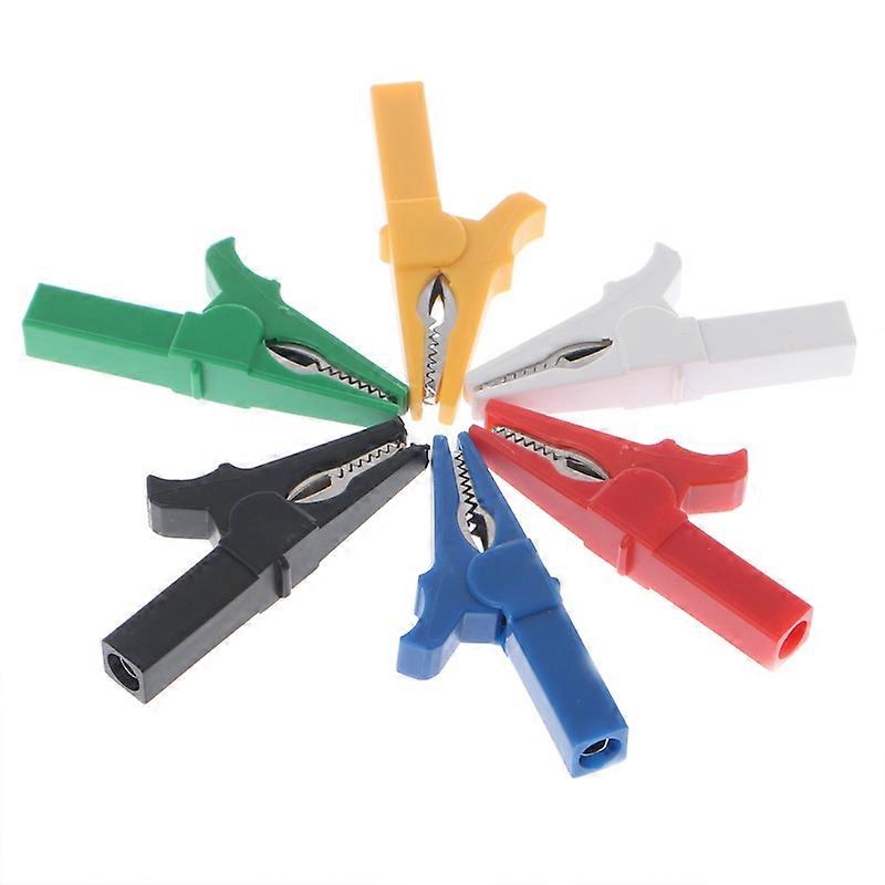 New 6pcs 6 Colors 55mm Alligator Clip Clip to 4mm Male Banana Plug Connector Hot Connector