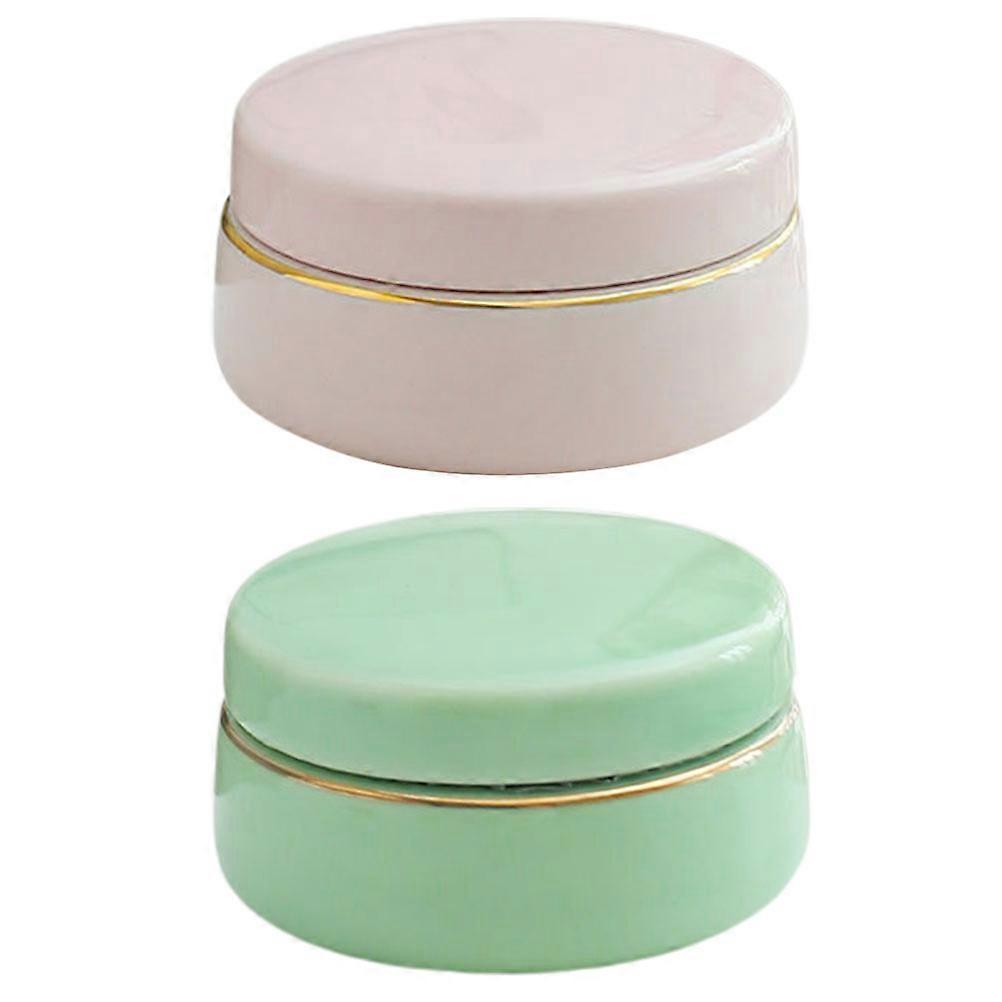 Sealable Ceramic Ointment Container For Home Bathroom Use With Compact 2Pcs