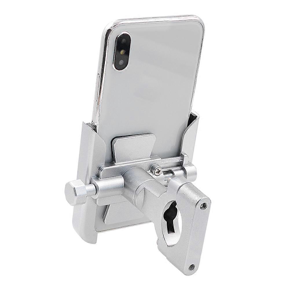Aluminum Alloy Phone Holder for Bike Navigation Bracket Rotatable Design Silver Color Fits Various