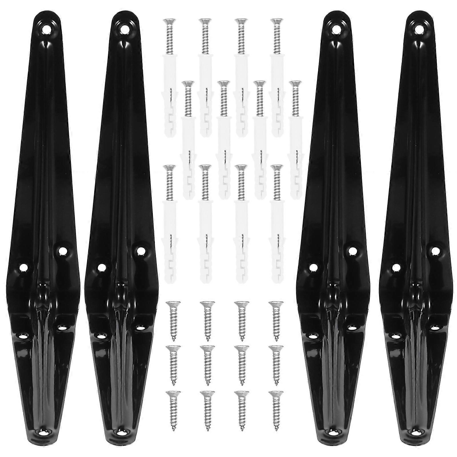 Floating Shelf Support Brackets 4 Sets Metal Holders For Home Improvement Black Color Corrosion Resistant Design