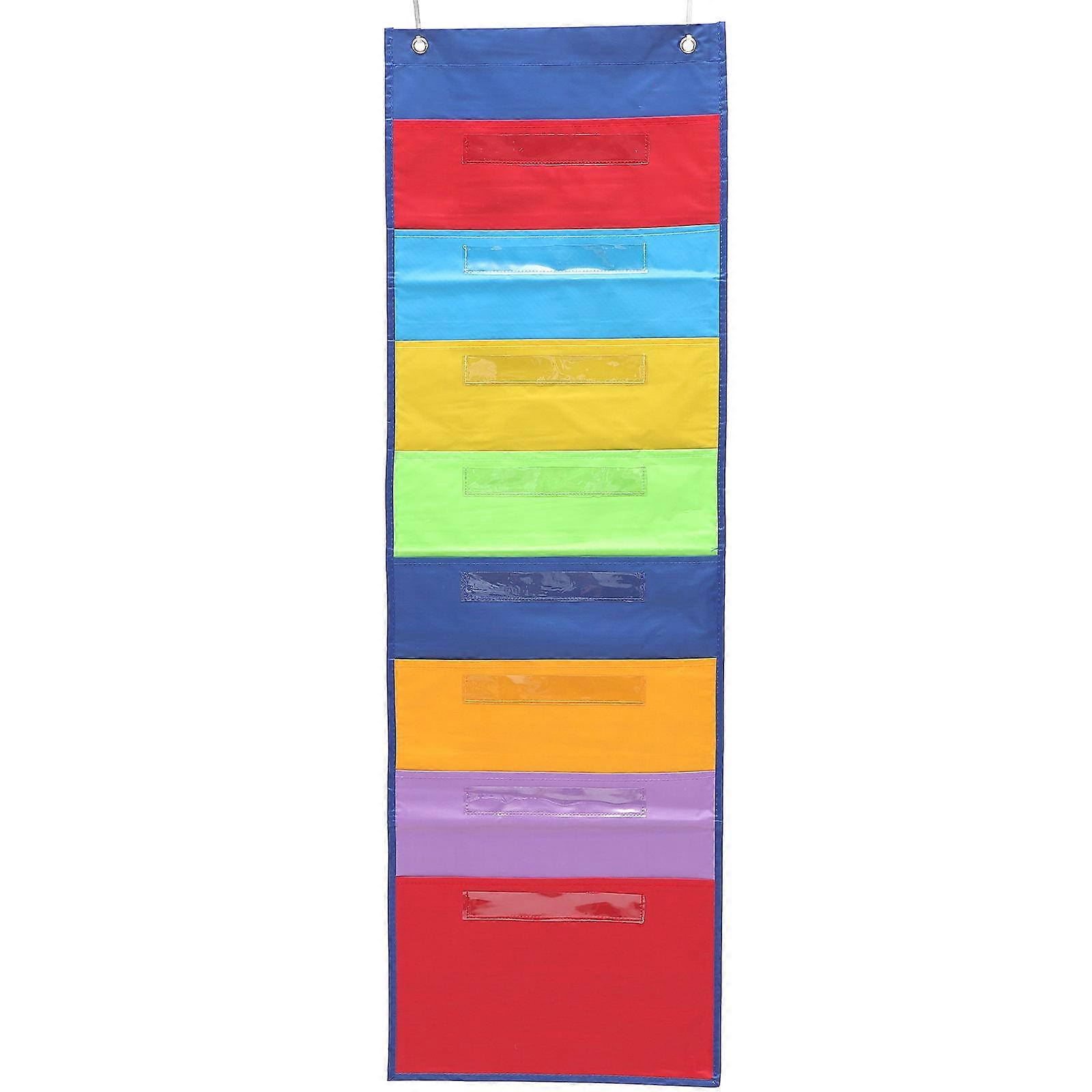 Wall Pocket Organizer 8-Pockets Wall Mounting Storage For Office Use Multi Colored Polyester 420D 1 Set