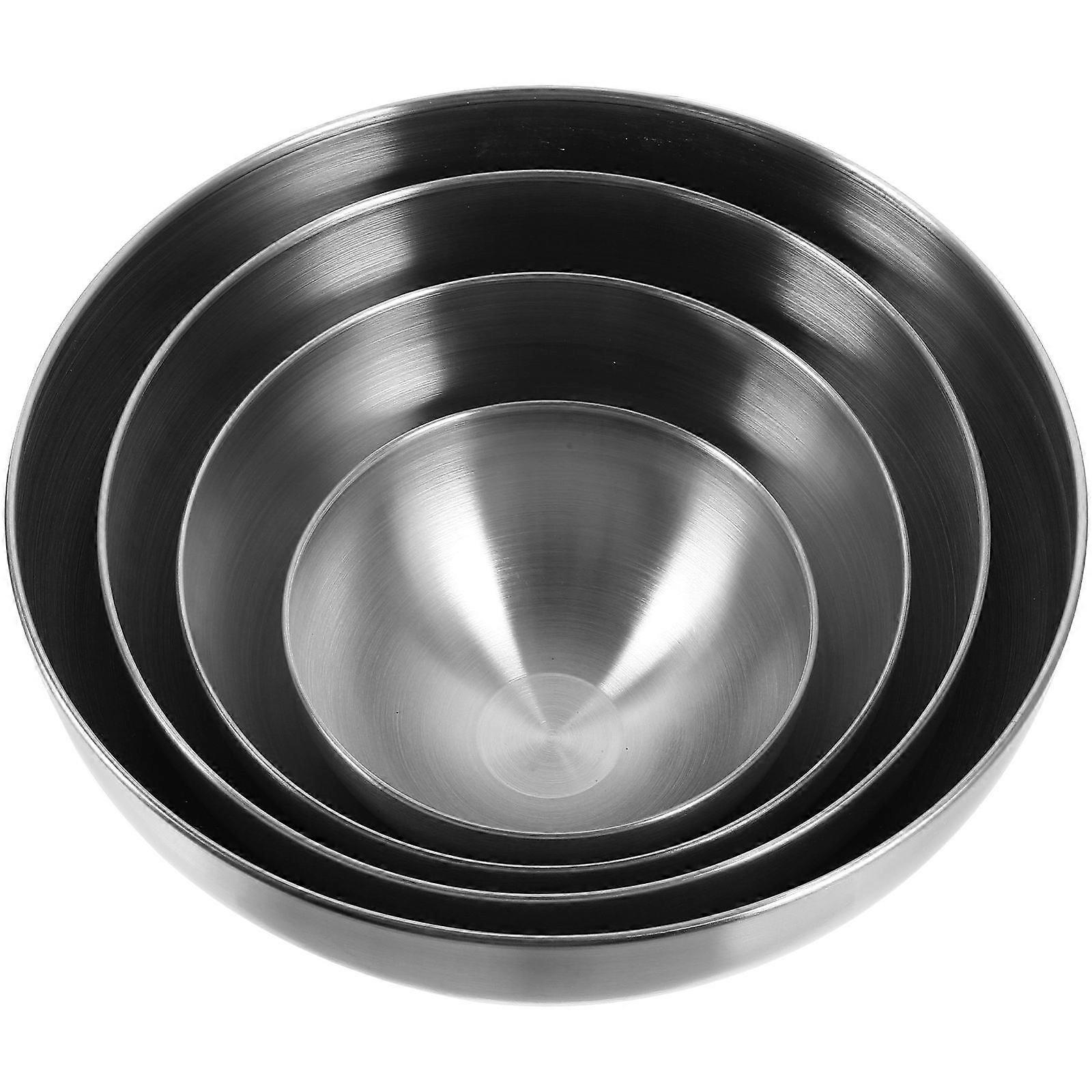 Collezione di ciotole multifunzionali in acciaio inossidabile ideale per cenare al ristorante di casa in colore argento con varietà di 4 pezzi