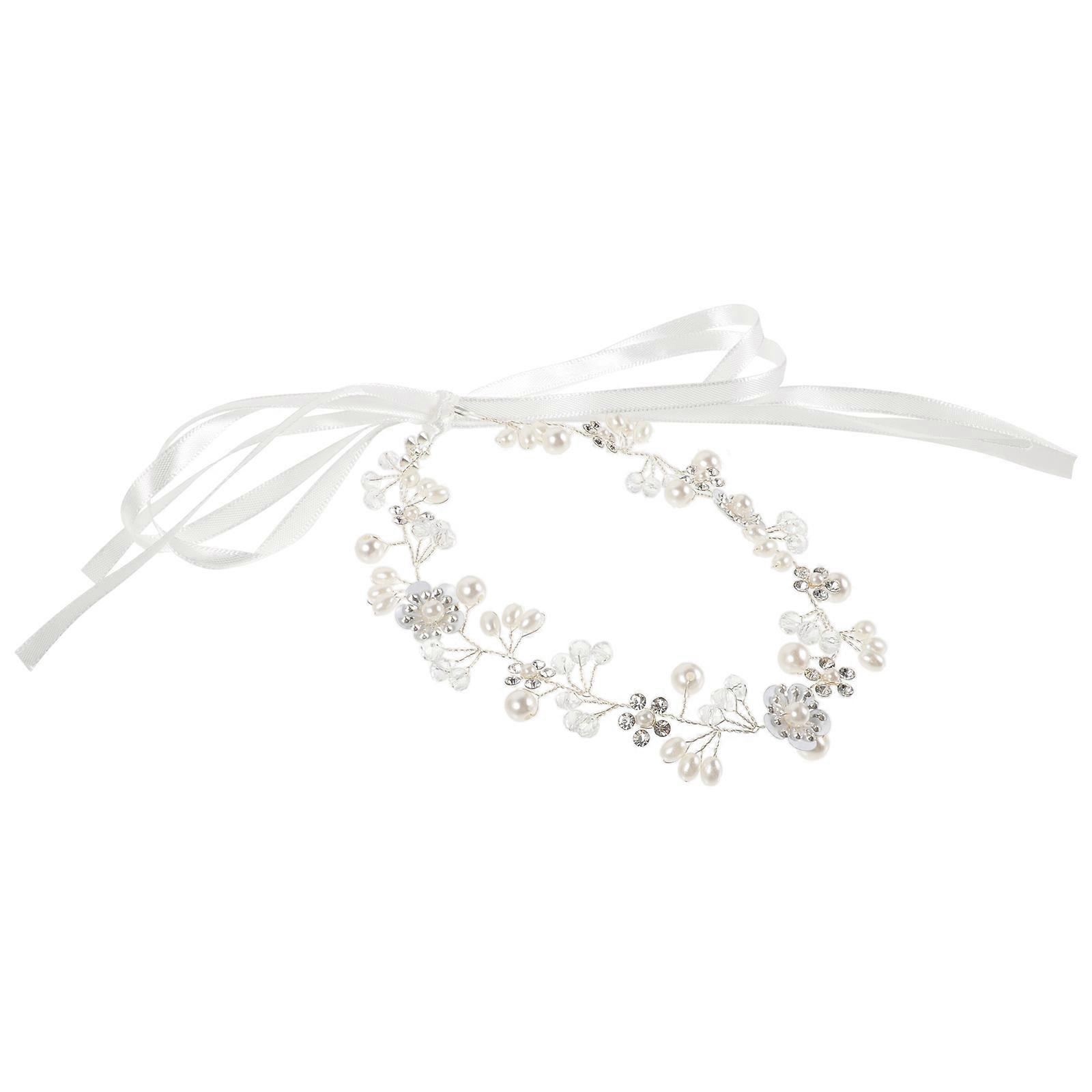 シルバー亜鉛合金とナイロンの調整可能なサイズを使用した結婚式用のエレガントなパールブライダルヘッドピース