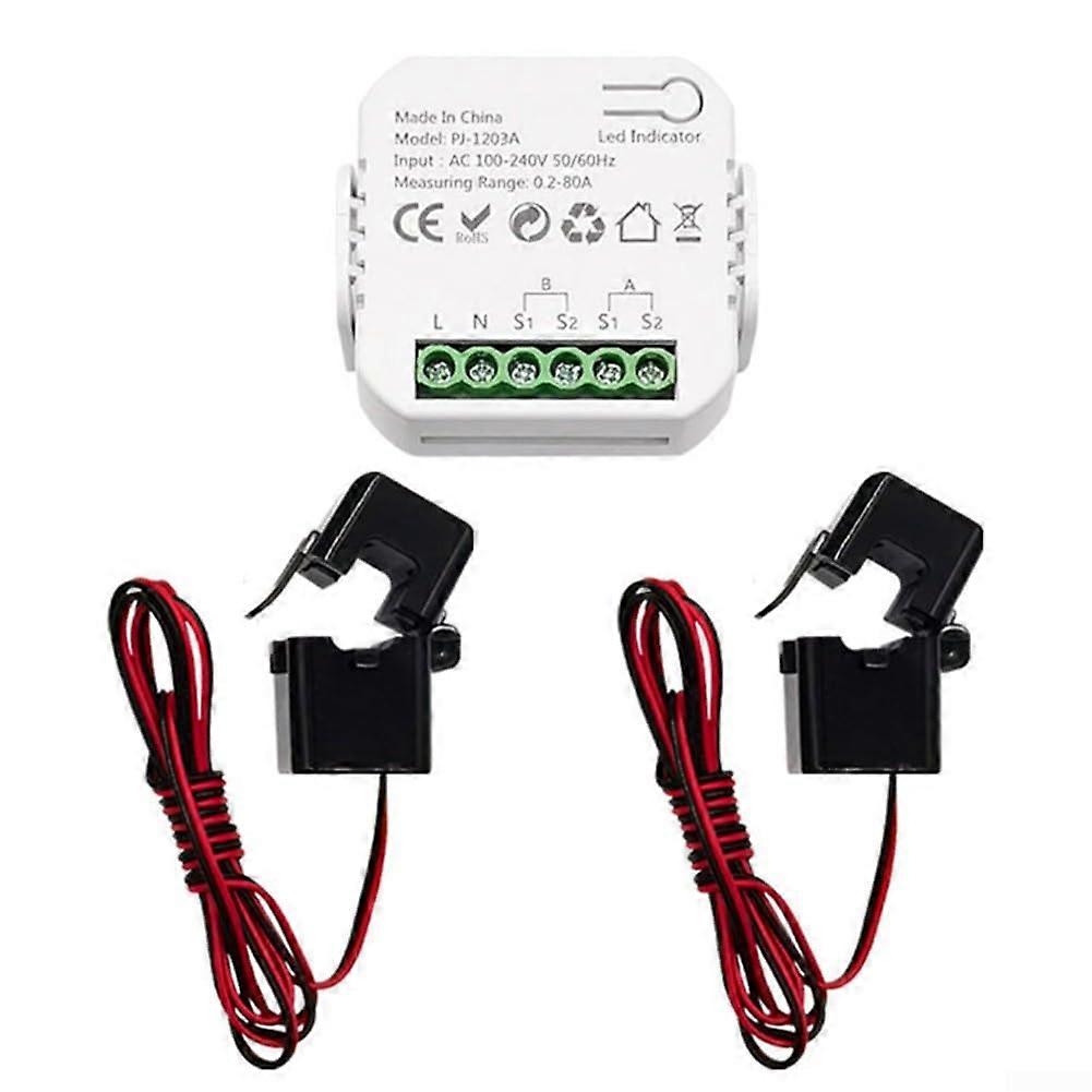 Energy Monitor with CT, Energy Meter for Tuya for Smart Life for ZigBee with CT Current Sensor Clamp, Power Monitor for Home, Office (2CT)